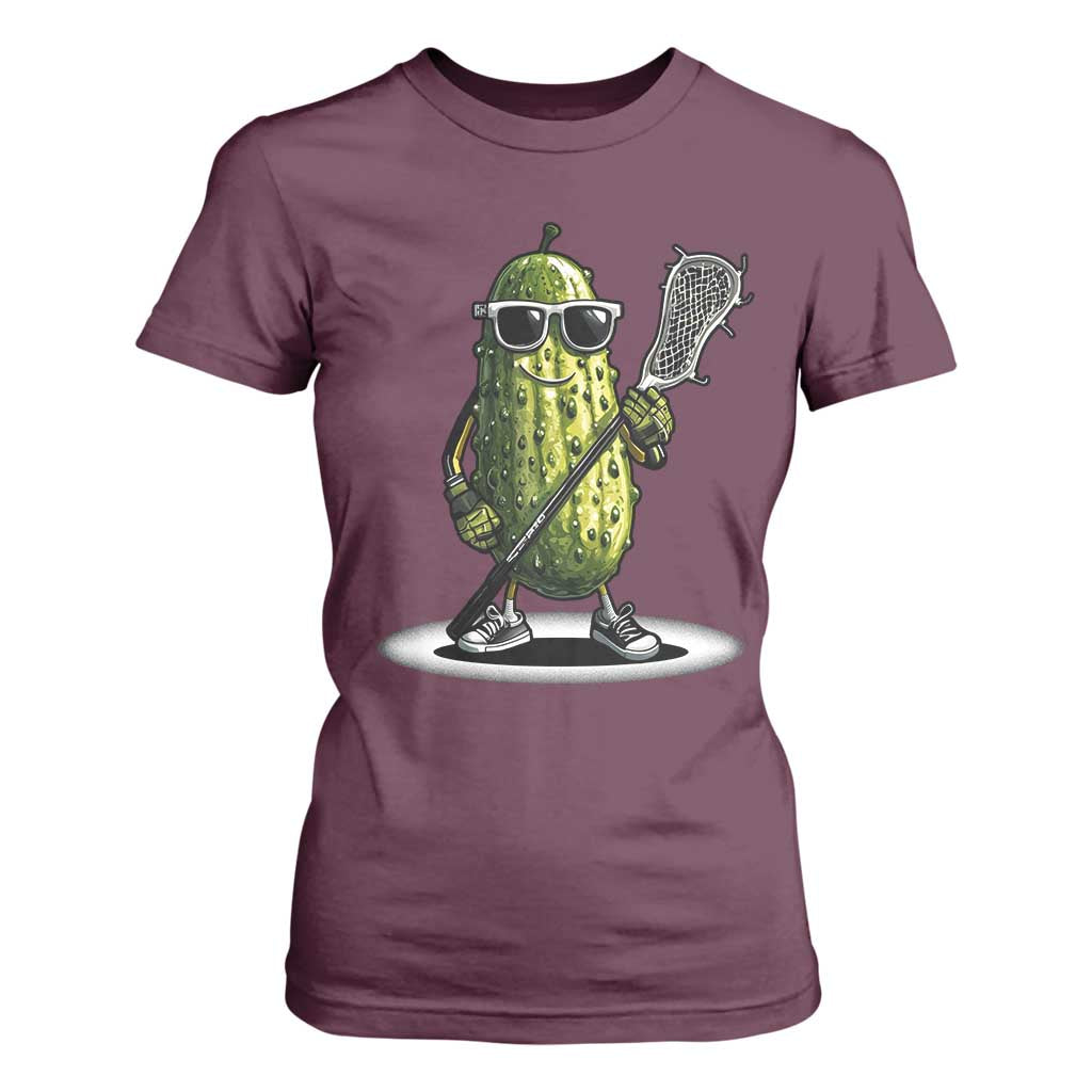 Funny Lacrosse T Shirt For Women Pickle Playing Lax Lover Player TS10 Maroon Print Your Wear