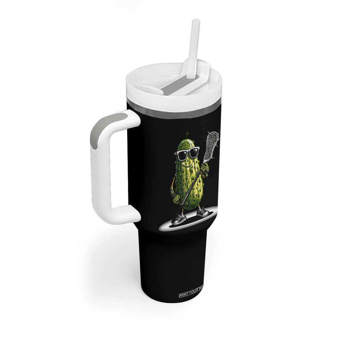 Funny Lacrosse Tumbler With Handle Pickle Playing Lax Lover Player TS10 Print Your Wear