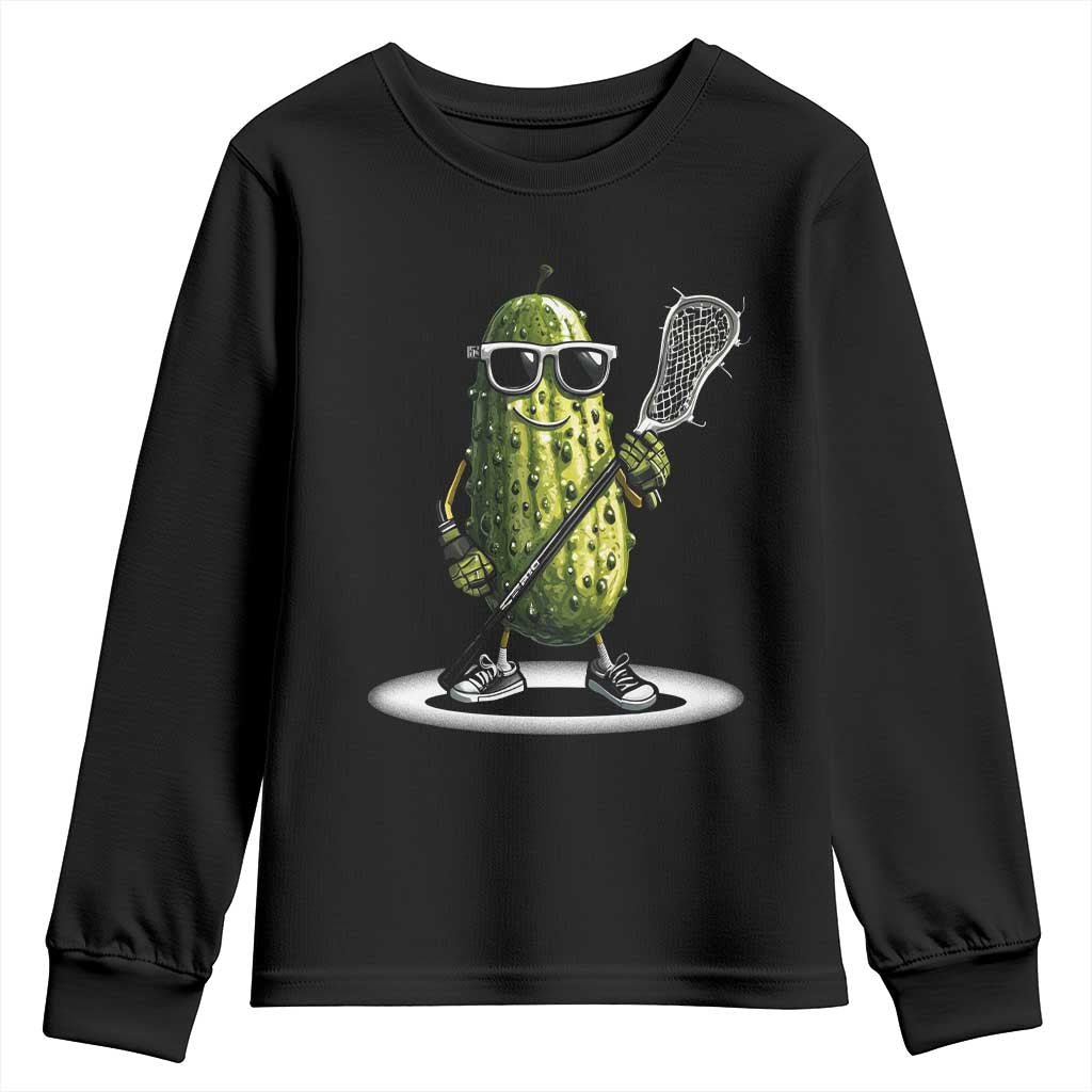 Funny Lacrosse Youth Sweatshirt Pickle Playing Lax Lover Player TS10 Black Print Your Wear
