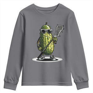 Funny Lacrosse Youth Sweatshirt Pickle Playing Lax Lover Player TS10 Charcoal Print Your Wear