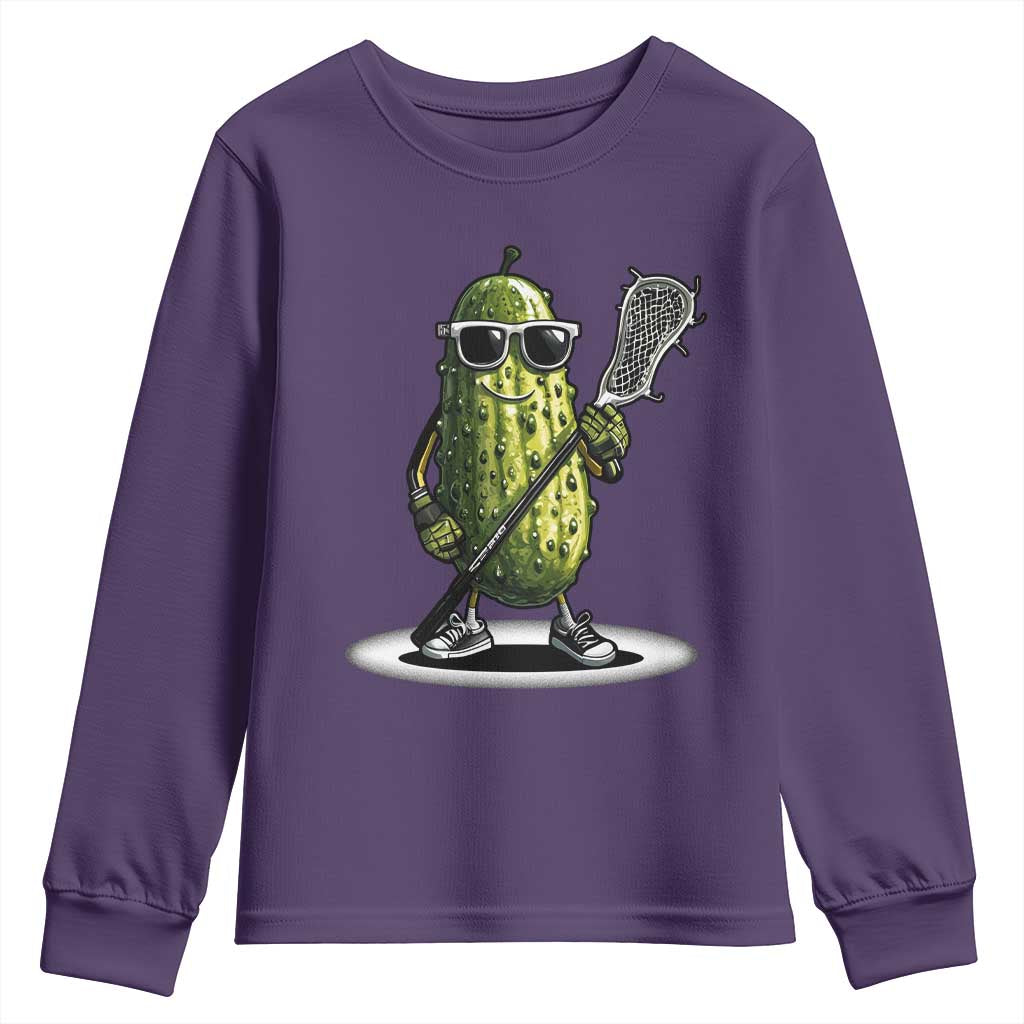 Funny Lacrosse Youth Sweatshirt Pickle Playing Lax Lover Player TS10 Purple Print Your Wear