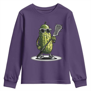 Funny Lacrosse Youth Sweatshirt Pickle Playing Lax Lover Player TS10 Purple Print Your Wear