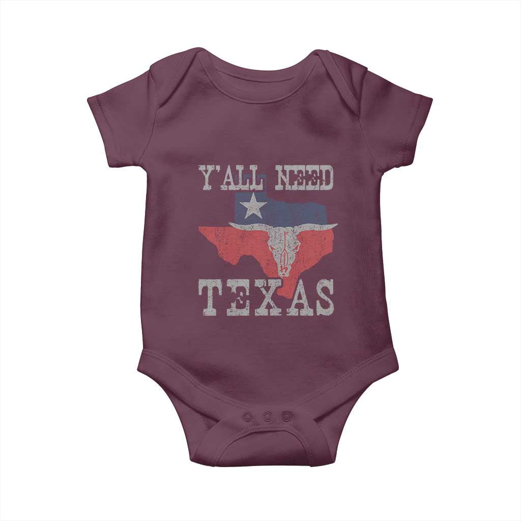 Yall Need Texas Baby Onesie State Map Vintage TS10 Maroon Print Your Wear