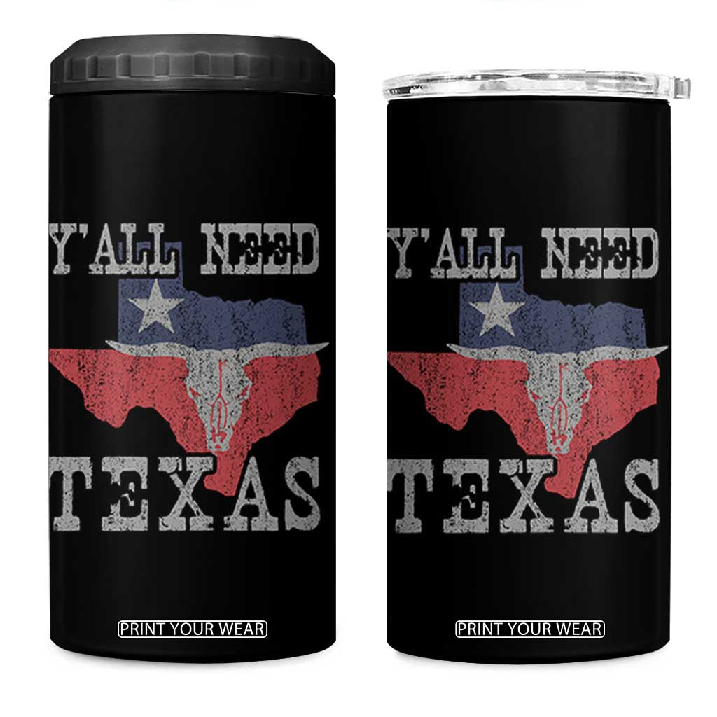 Yall Need Texas 4 in 1 Can Cooler Tumbler State Map Vintage TS10 One Size: 16 oz Black Print Your Wear
