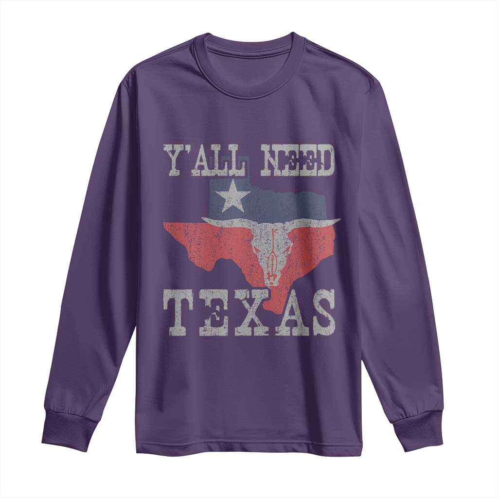 Yall Need Texas Long Sleeve Shirt State Map Vintage TS10 Purple Print Your Wear