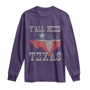 Yall Need Texas Long Sleeve Shirt State Map Vintage TS10 Purple Print Your Wear
