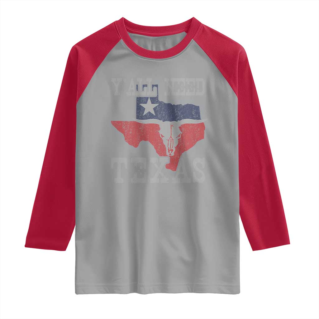 Yall Need Texas Raglan Shirt State Map Vintage TS10 Sport Gray Red Print Your Wear