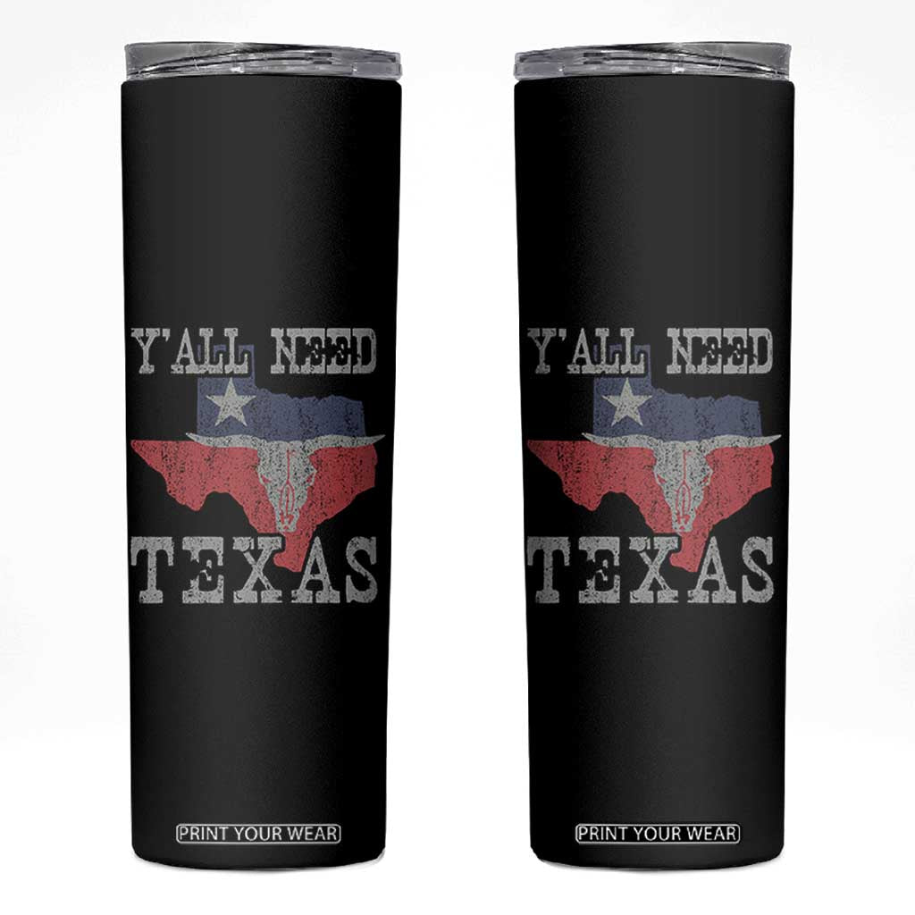 Yall Need Texas Skinny Tumbler State Map Vintage TS10 Black Print Your Wear