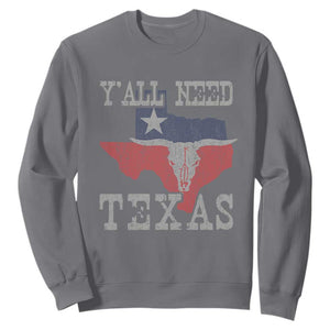 Yall Need Texas Sweatshirt State Map Vintage TS10 Charcoal Print Your Wear