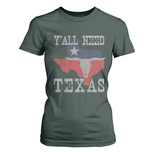 Yall Need Texas T Shirt For Women State Map Vintage TS10 Dark Forest Green Print Your Wear