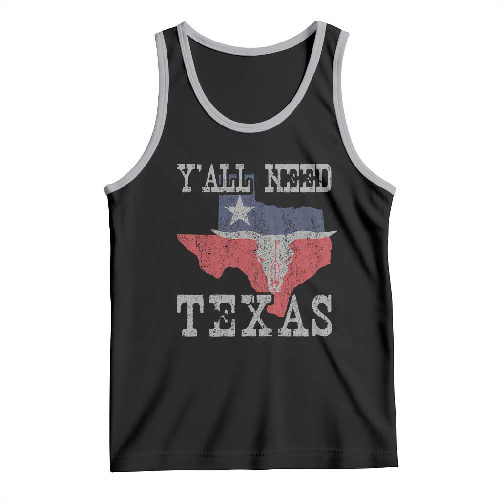 Yall Need Texas Tank Top State Map Vintage TS10 Black Athletic Heather Print Your Wear