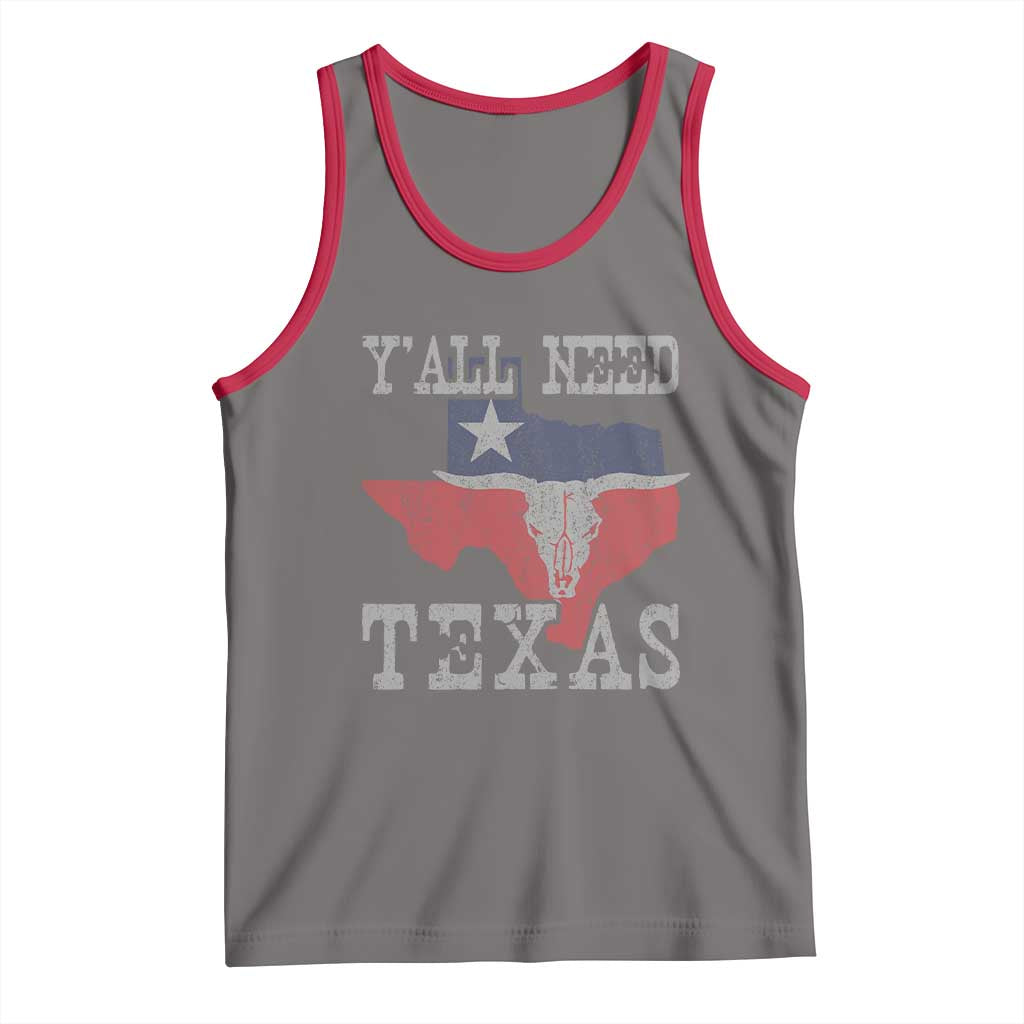 Yall Need Texas Tank Top State Map Vintage TS10 Deep Heather Red Print Your Wear