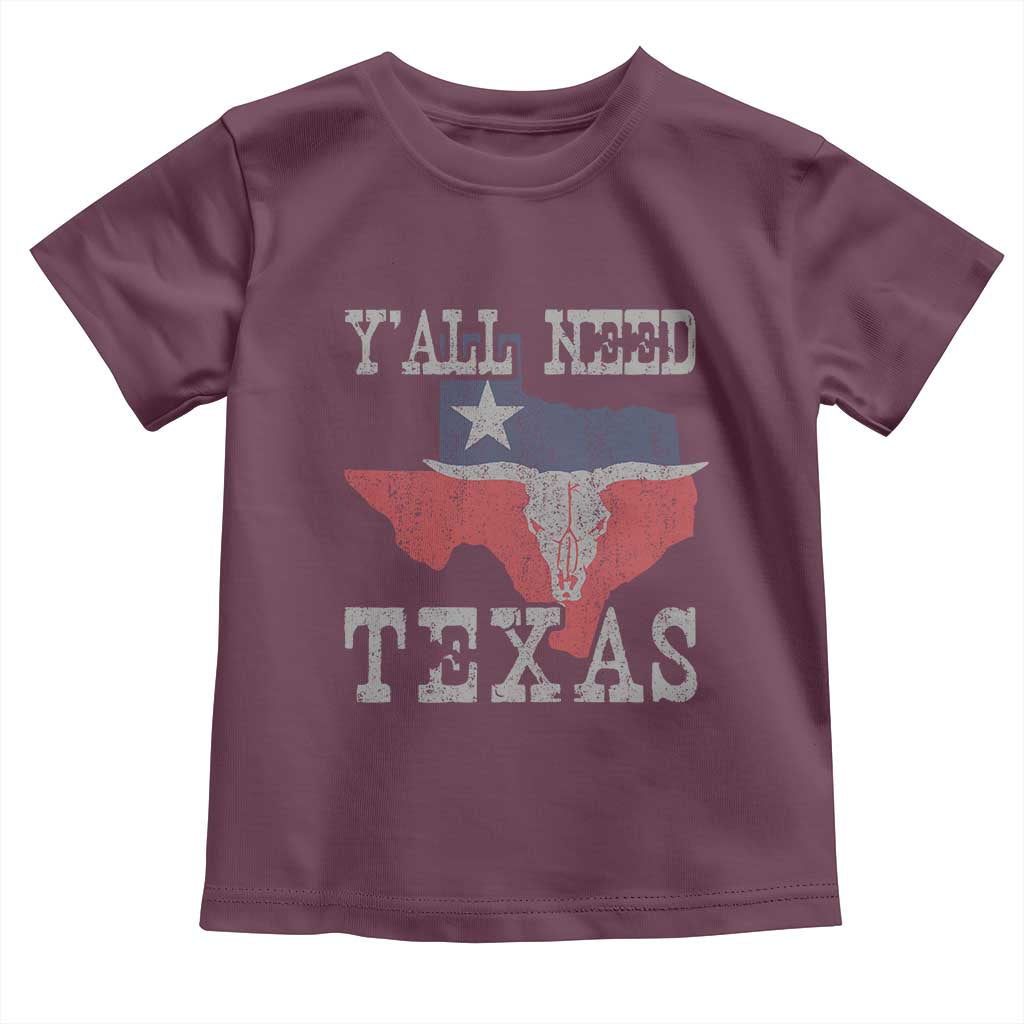 Yall Need Texas Toddler T Shirt State Map Vintage TS10 Maroon Print Your Wear