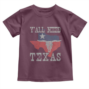 Yall Need Texas Toddler T Shirt State Map Vintage TS10 Maroon Print Your Wear