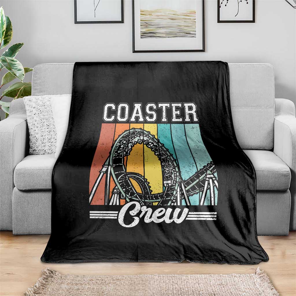 Vintage Rollercoaster Crew Throw Blanket Family Roller Coaster Amusement Park