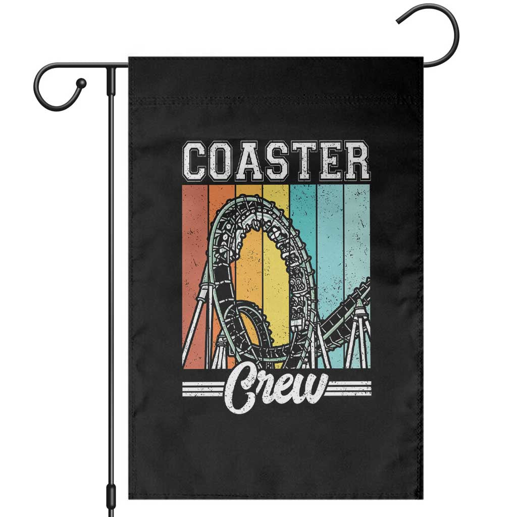 Vintage Rollercoaster Crew Garden Flag Family Roller Coaster Amusement Park
