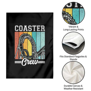 Vintage Rollercoaster Crew Garden Flag Family Roller Coaster Amusement Park