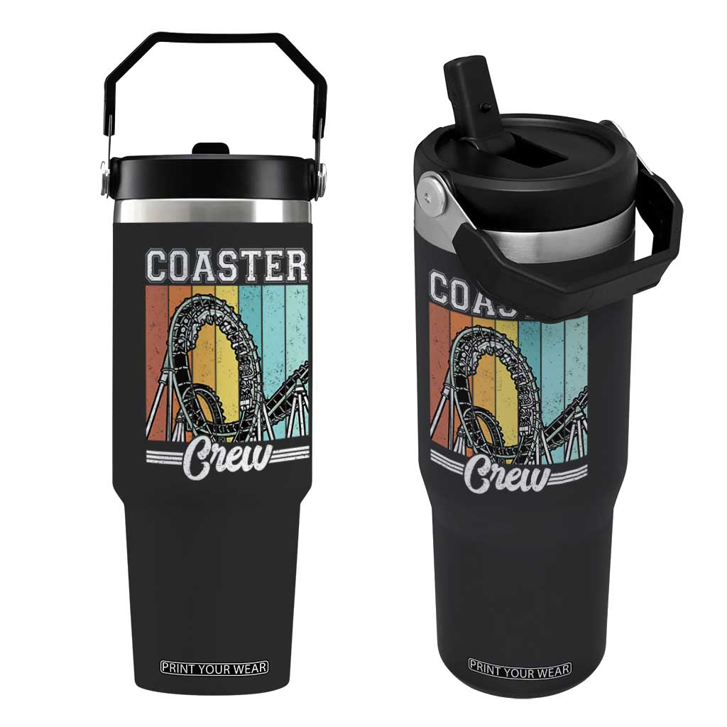 Vintage Rollercoaster Crew Flip Straw Tumbler Family Roller Coaster Amusement Park