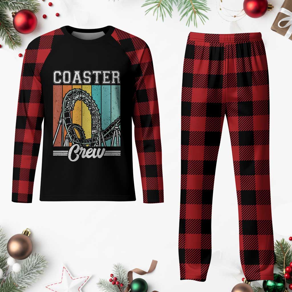 Vintage Rollercoaster Crew Plaid Pajama Set Family Roller Coaster Amusement Park