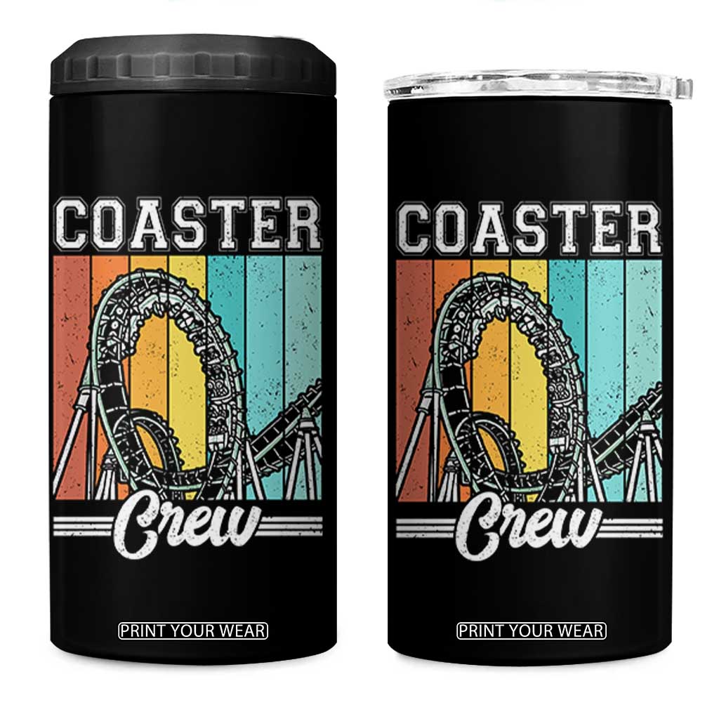 Vintage Rollercoaster Crew 4 in 1 Can Cooler Tumbler Family Roller Coaster Amusement Park