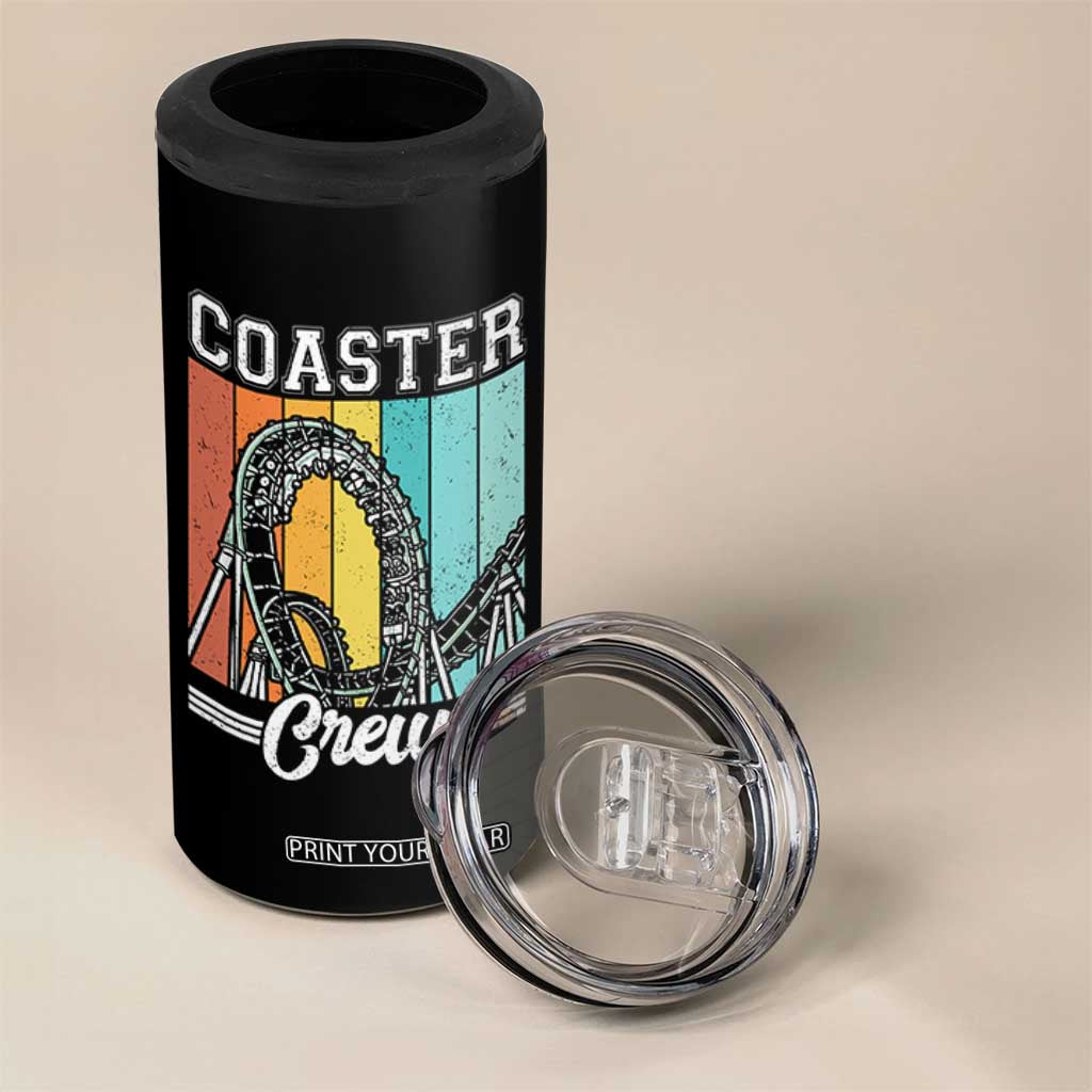 Vintage Rollercoaster Crew 4 in 1 Can Cooler Tumbler Family Roller Coaster Amusement Park