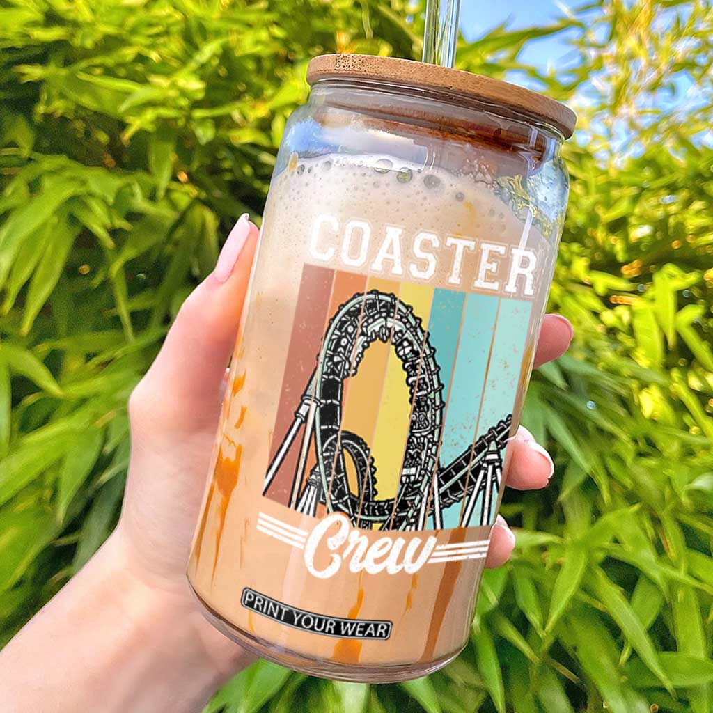 Vintage Rollercoaster Crew Glass Can Family Roller Coaster Amusement Park