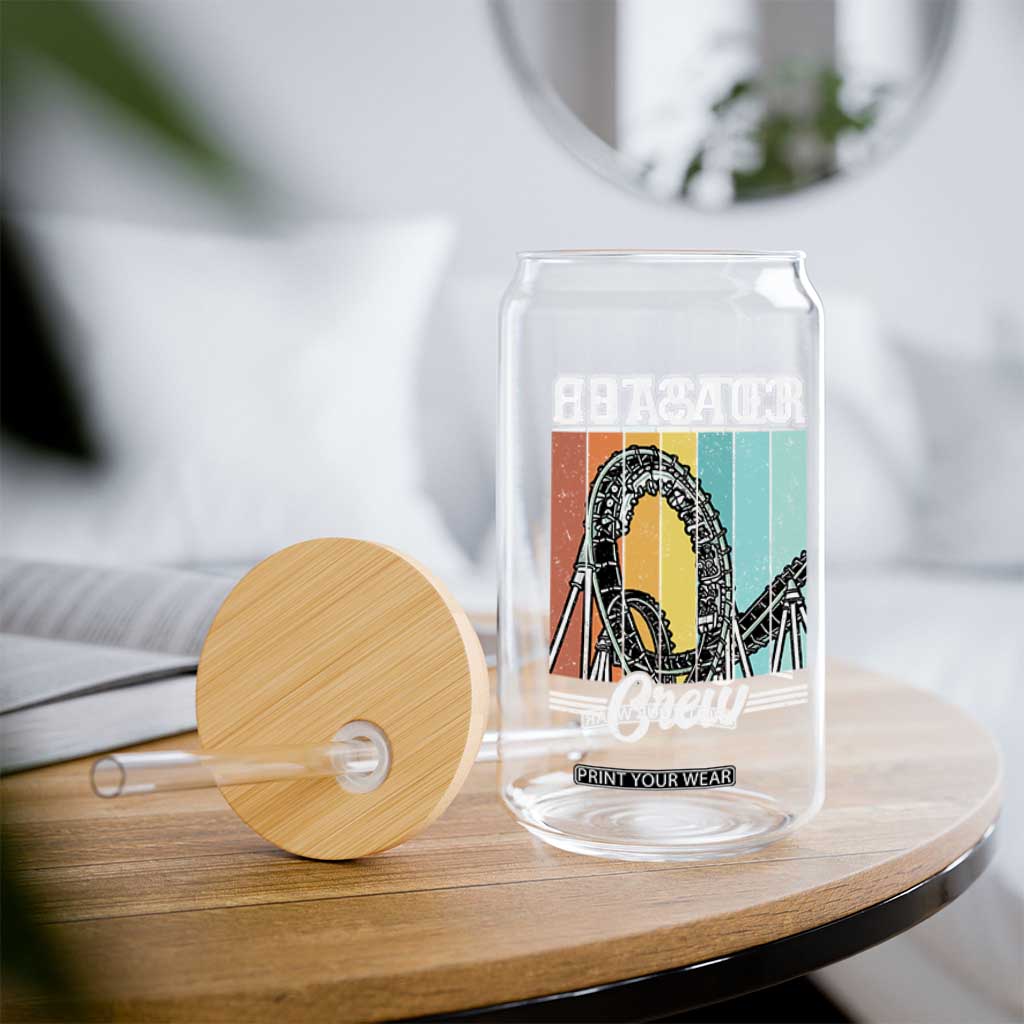 Vintage Rollercoaster Crew Glass Can Family Roller Coaster Amusement Park