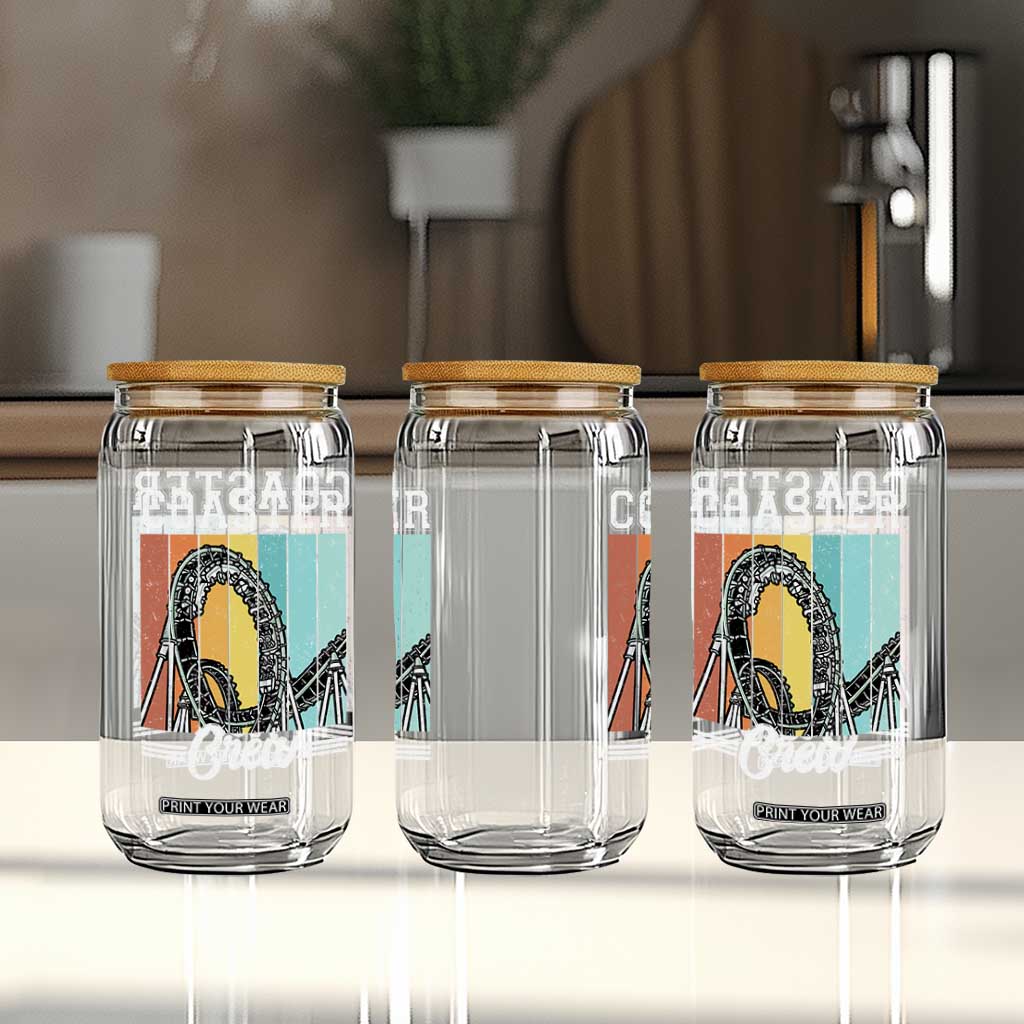 Vintage Rollercoaster Crew Glass Can Family Roller Coaster Amusement Park