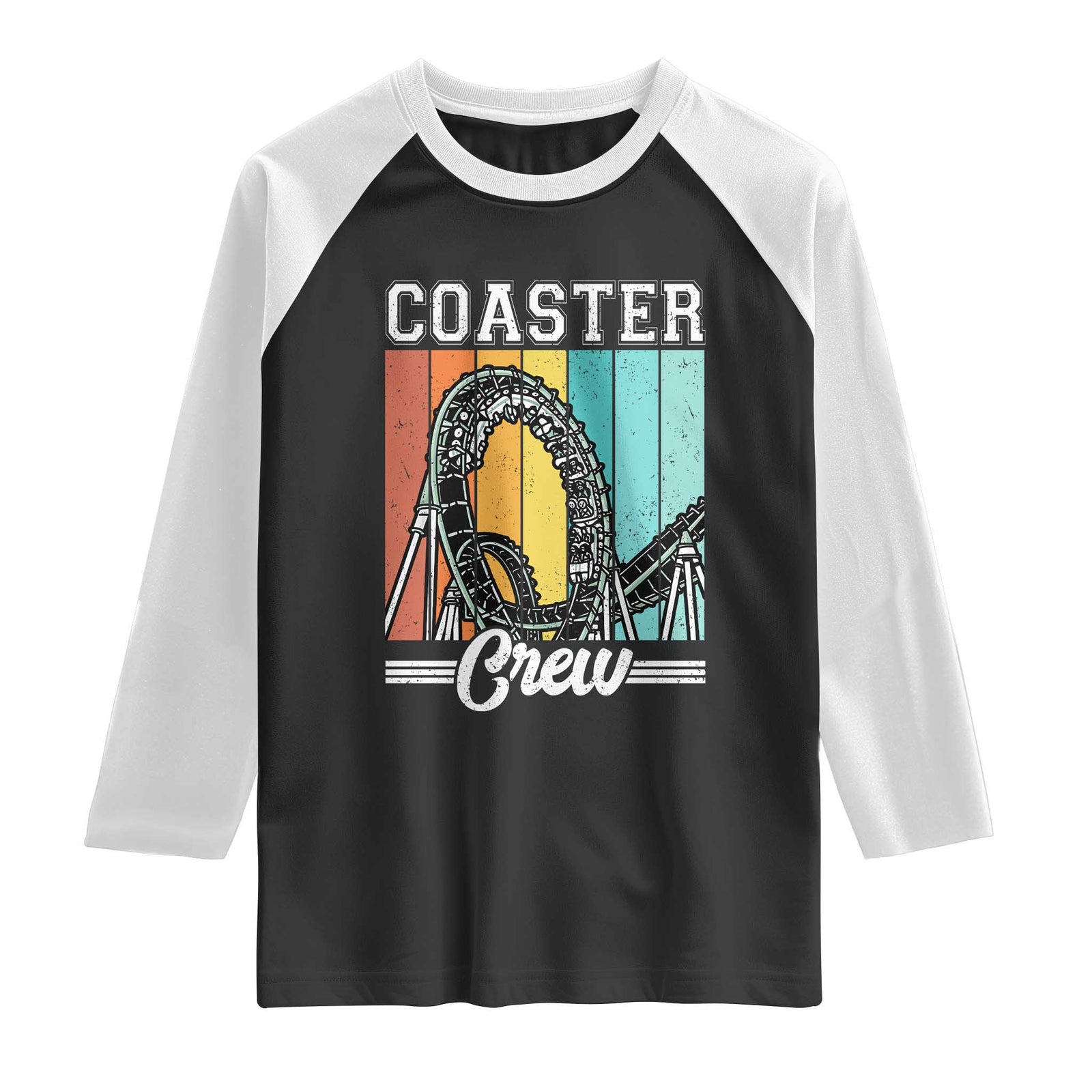 Vintage Rollercoaster Crew Raglan Shirt Family Roller Coaster Amusement Park TS10 Black White Print Your Wear