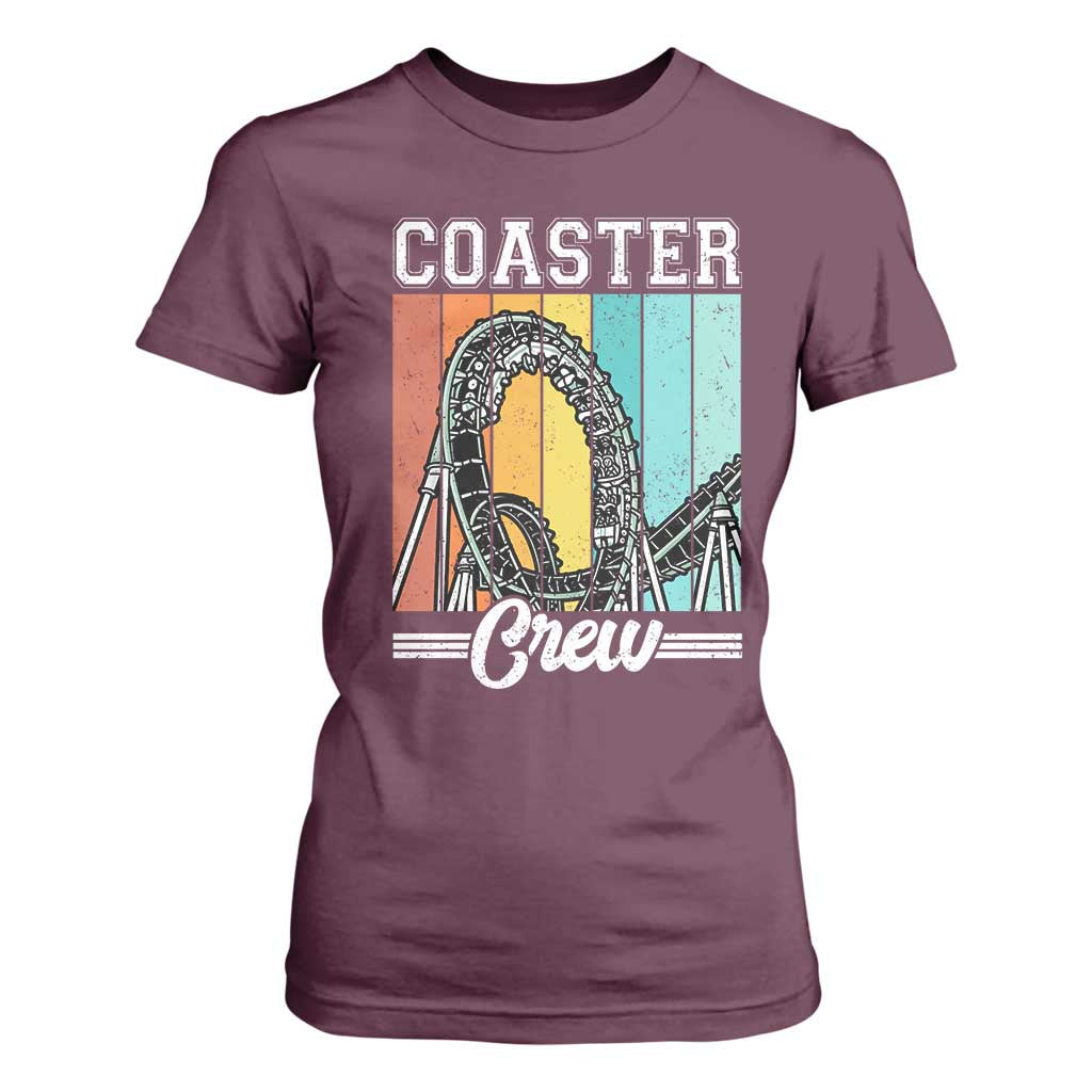 Vintage Rollercoaster Crew T Shirt For Women Family Roller Coaster Amusement Park