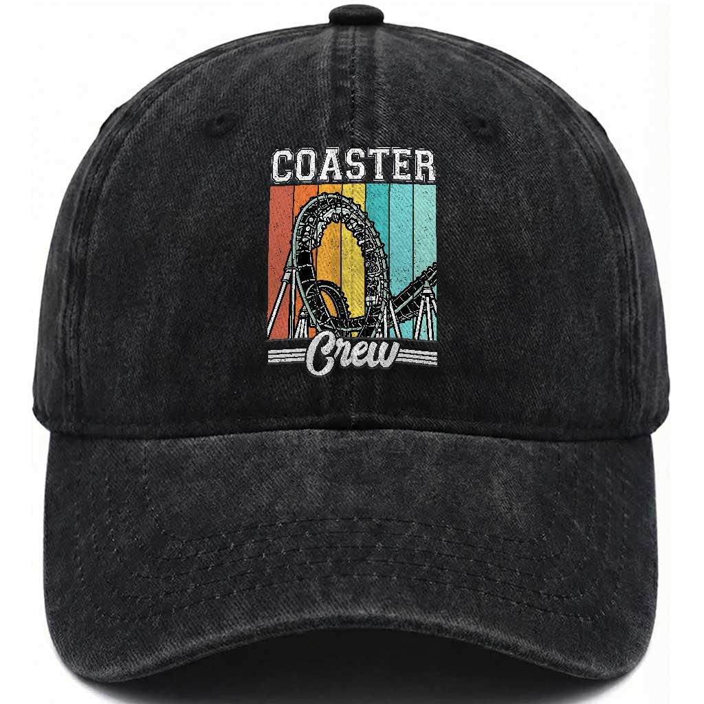 Vintage Rollercoaster Crew Washed Cotton Baseball Cap Family Roller Coaster Amusement Park