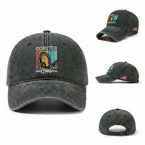 Vintage Rollercoaster Crew Washed Cotton Baseball Cap Family Roller Coaster Amusement Park