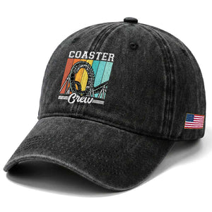 Vintage Rollercoaster Crew Washed Cotton Baseball Cap Family Roller Coaster Amusement Park
