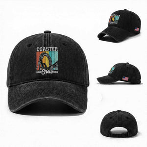 Vintage Rollercoaster Crew Washed Cotton Baseball Cap Family Roller Coaster Amusement Park