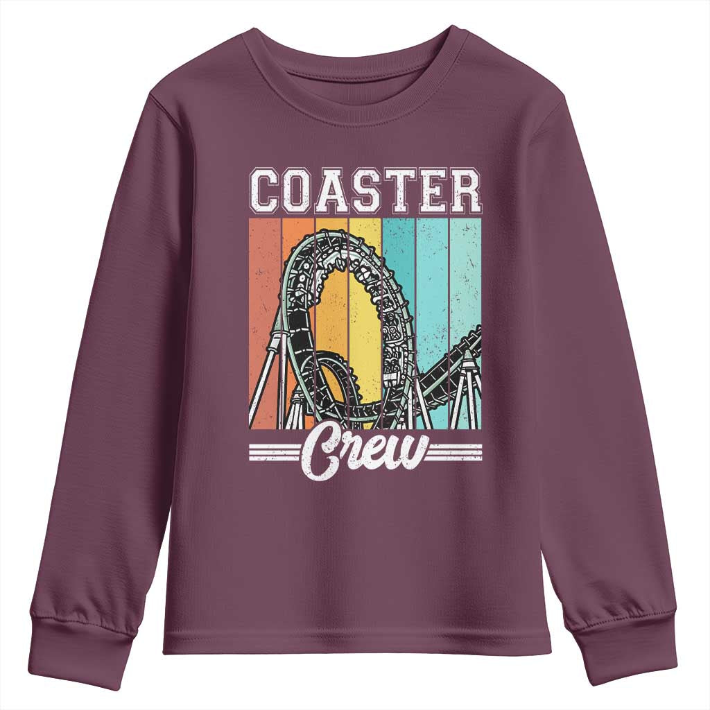 Vintage Rollercoaster Crew Youth Sweatshirt Family Roller Coaster Amusement Park