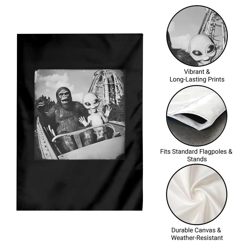 Funny Bigfoot Alien Garden Flag Sasquatch UFO Coaster TS10 Print Your Wear