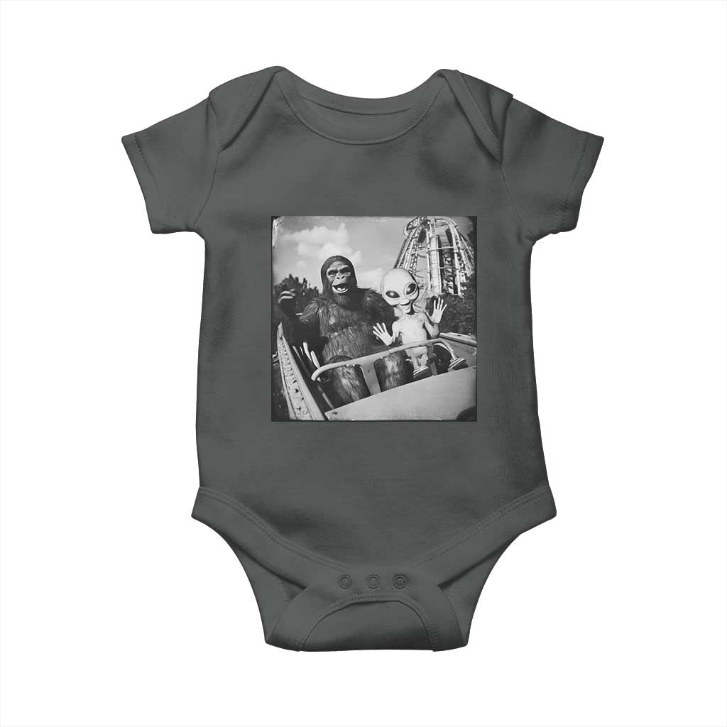 Funny Bigfoot Alien Baby Onesie Sasquatch UFO Coaster TS10 Dark Heather Print Your Wear