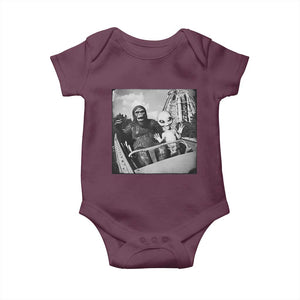 Funny Bigfoot Alien Baby Onesie Sasquatch UFO Coaster TS10 Maroon Print Your Wear