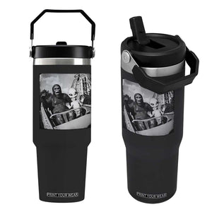Funny Bigfoot Alien Flip Straw Tumbler Sasquatch UFO Coaster TS10 One Size: 30 oz Black Print Your Wear