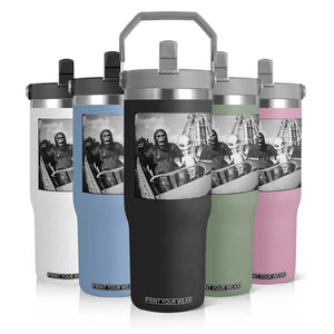 Funny Bigfoot Alien Flip Straw Tumbler Sasquatch UFO Coaster TS10 Print Your Wear