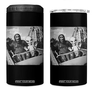 Funny Bigfoot Alien 4 in 1 Can Cooler Tumbler Sasquatch UFO Coaster TS10 One Size: 16 oz Black Print Your Wear