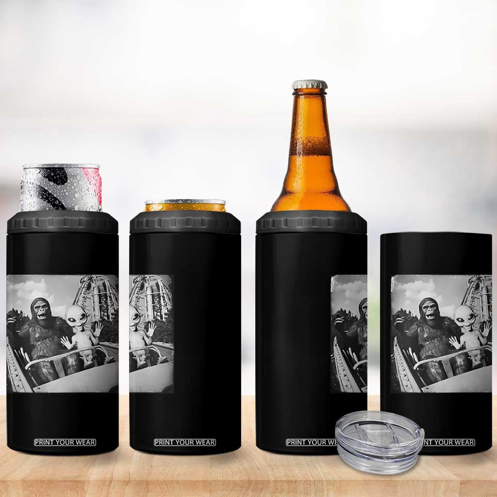 Funny Bigfoot Alien 4 in 1 Can Cooler Tumbler Sasquatch UFO Coaster TS10 Print Your Wear