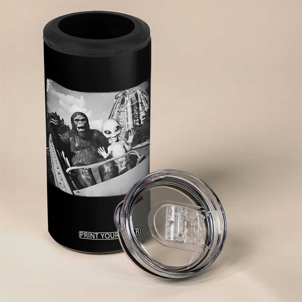 Funny Bigfoot Alien 4 in 1 Can Cooler Tumbler Sasquatch UFO Coaster TS10 Print Your Wear
