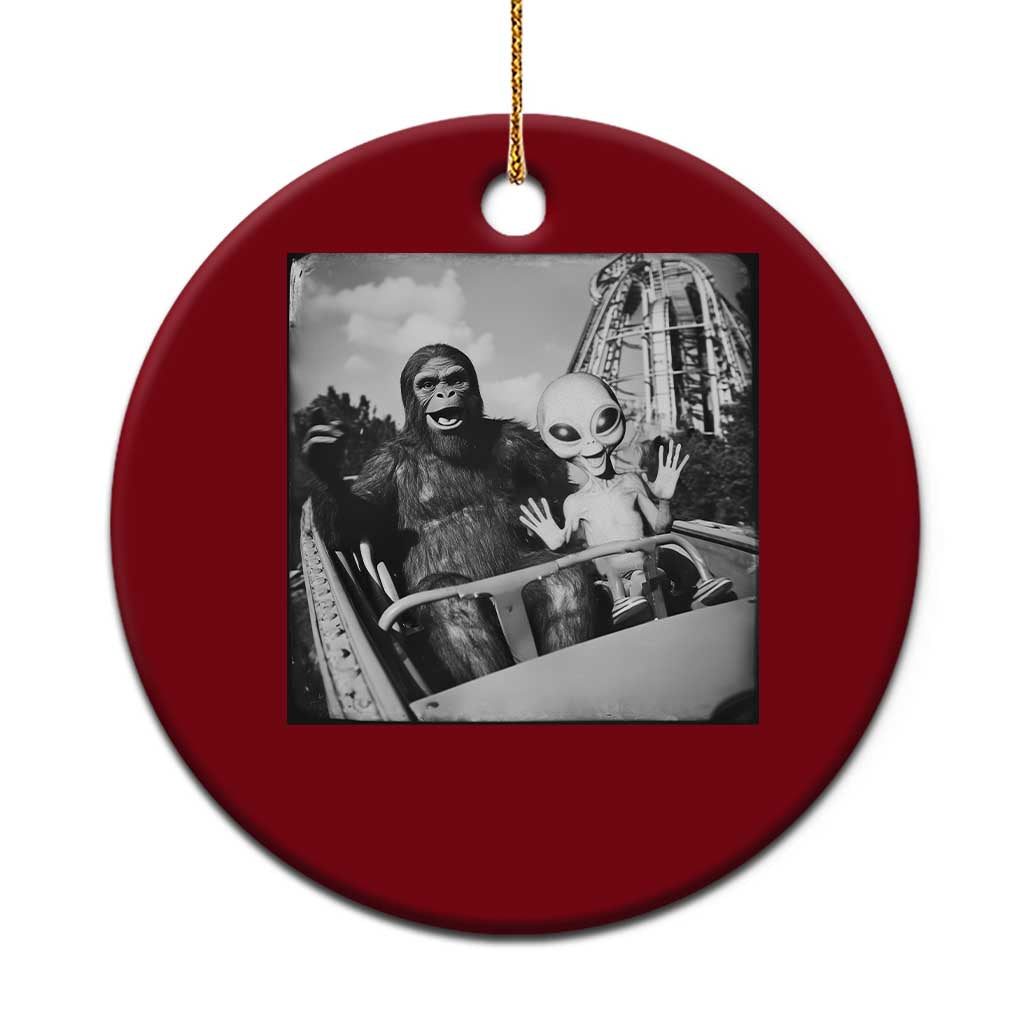 Funny Bigfoot Alien Ceramic Ornament Sasquatch UFO Coaster - Print Your Wear