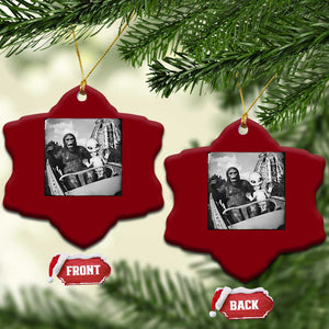 Funny Bigfoot Alien Ceramic Ornament Sasquatch UFO Coaster - Print Your Wear