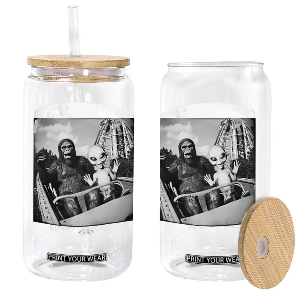 Funny Bigfoot Alien Glass Can Sasquatch UFO Coaster TS10 Print Your Wear