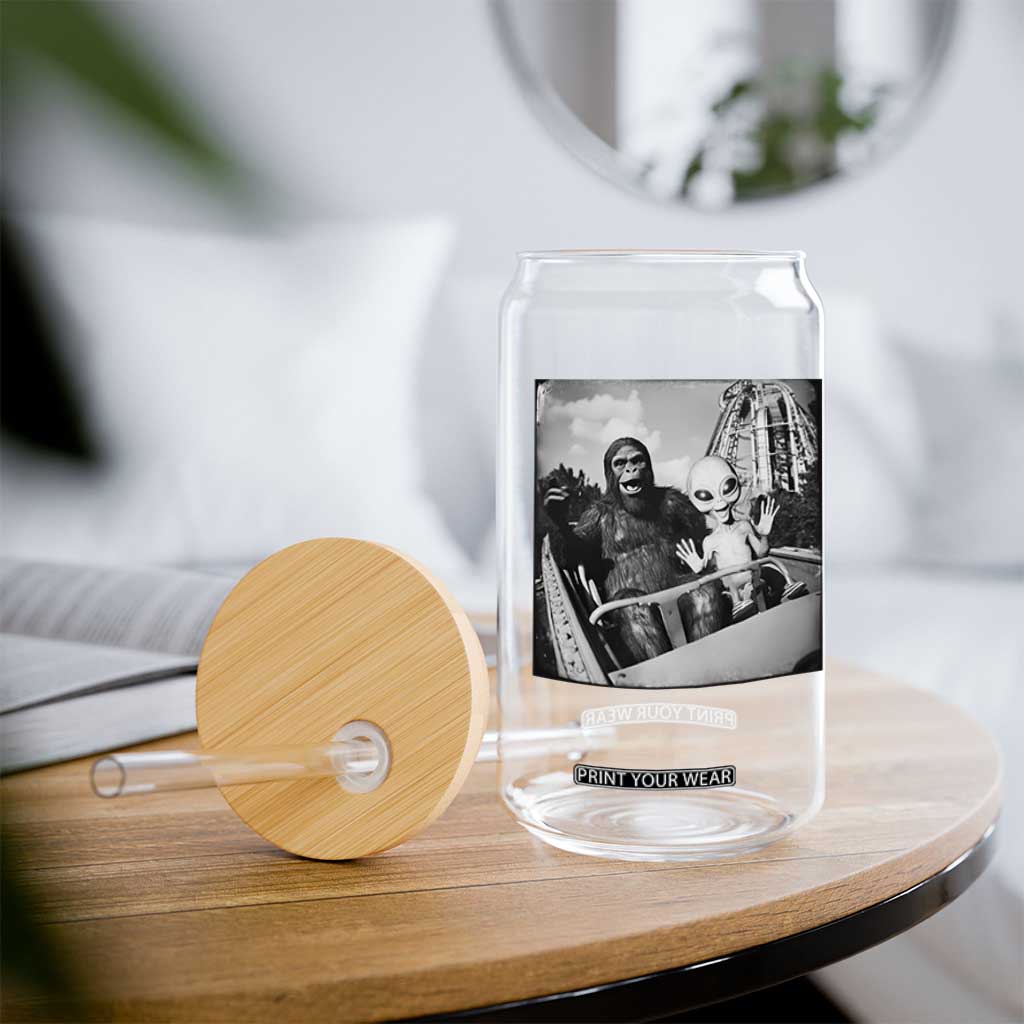 Funny Bigfoot Alien Glass Can Sasquatch UFO Coaster TS10 Print Your Wear