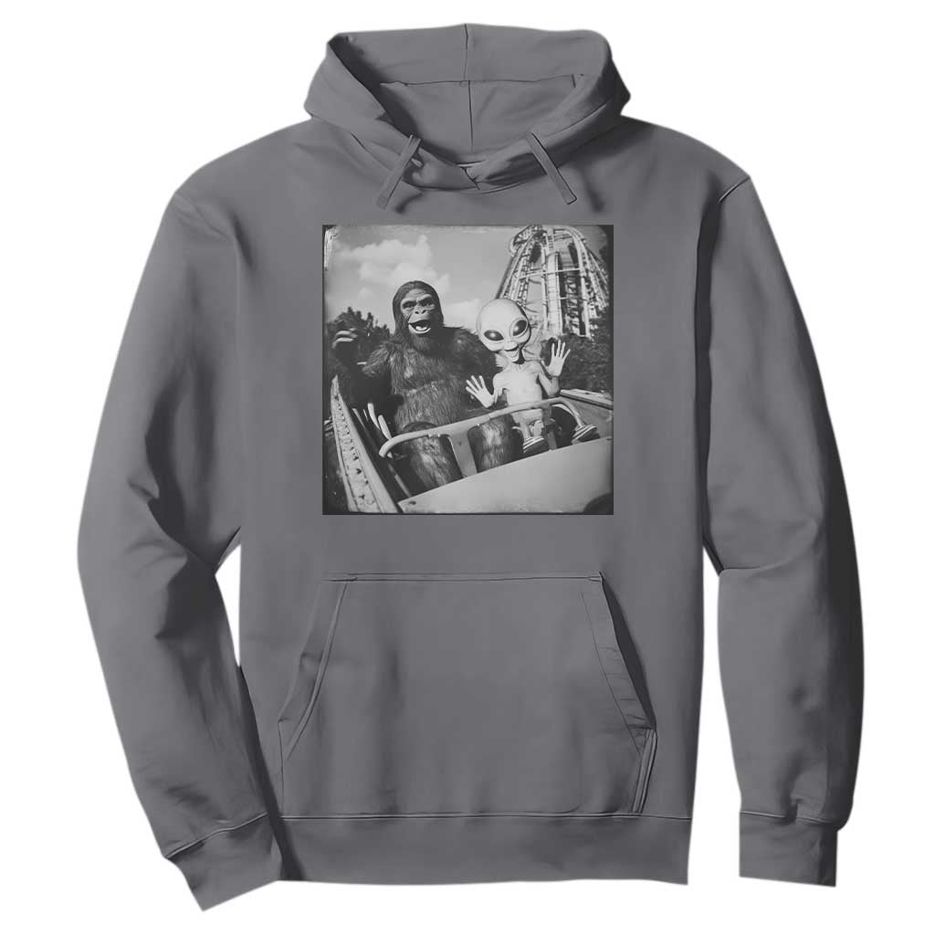 Funny Bigfoot Alien Hoodie Sasquatch UFO Coaster TS10 Charcoal Print Your Wear