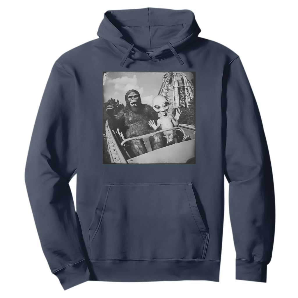 Funny Bigfoot Alien Hoodie Sasquatch UFO Coaster TS10 Navy Print Your Wear