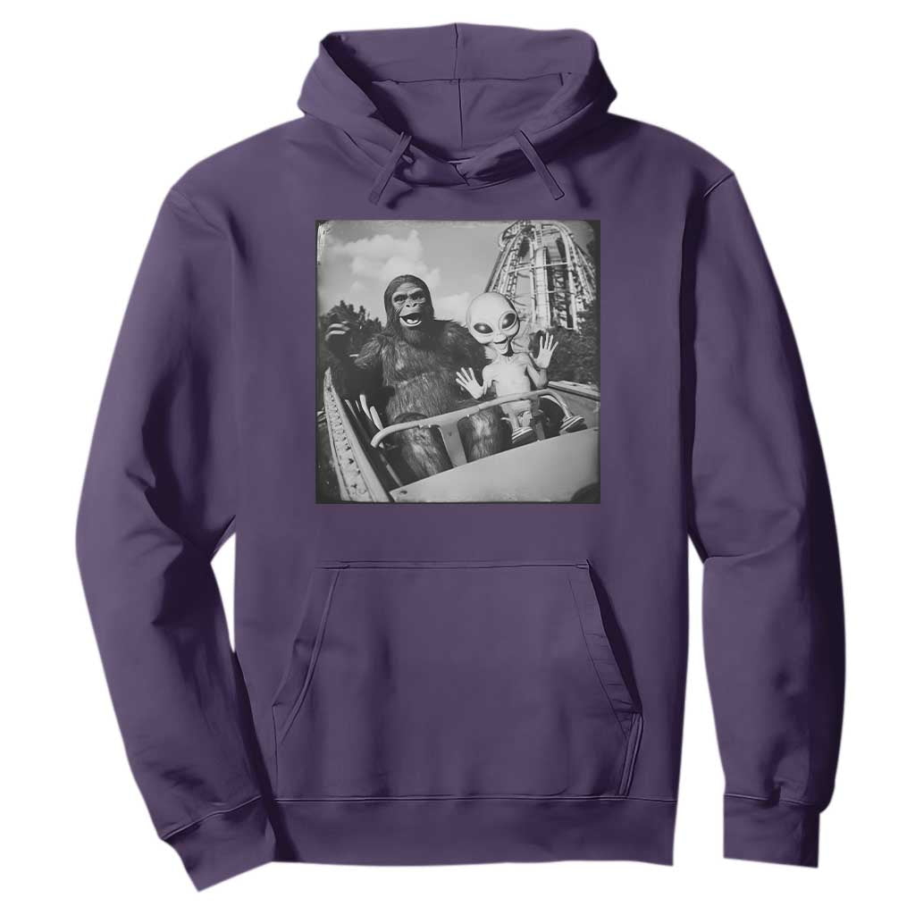 Funny Bigfoot Alien Hoodie Sasquatch UFO Coaster TS10 Purple Print Your Wear